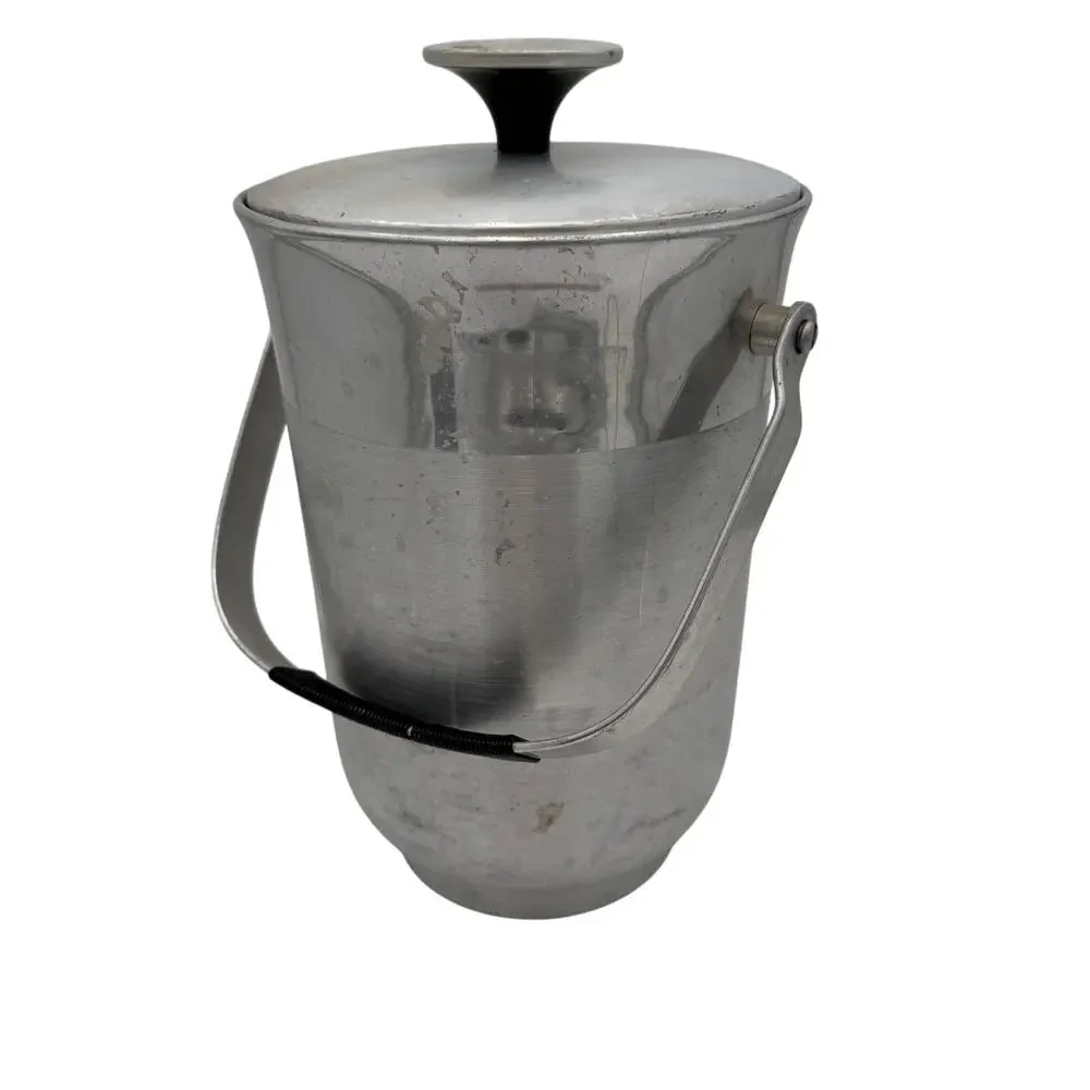 Vintage Aluminum Ice Bucket,  Mid Century 12